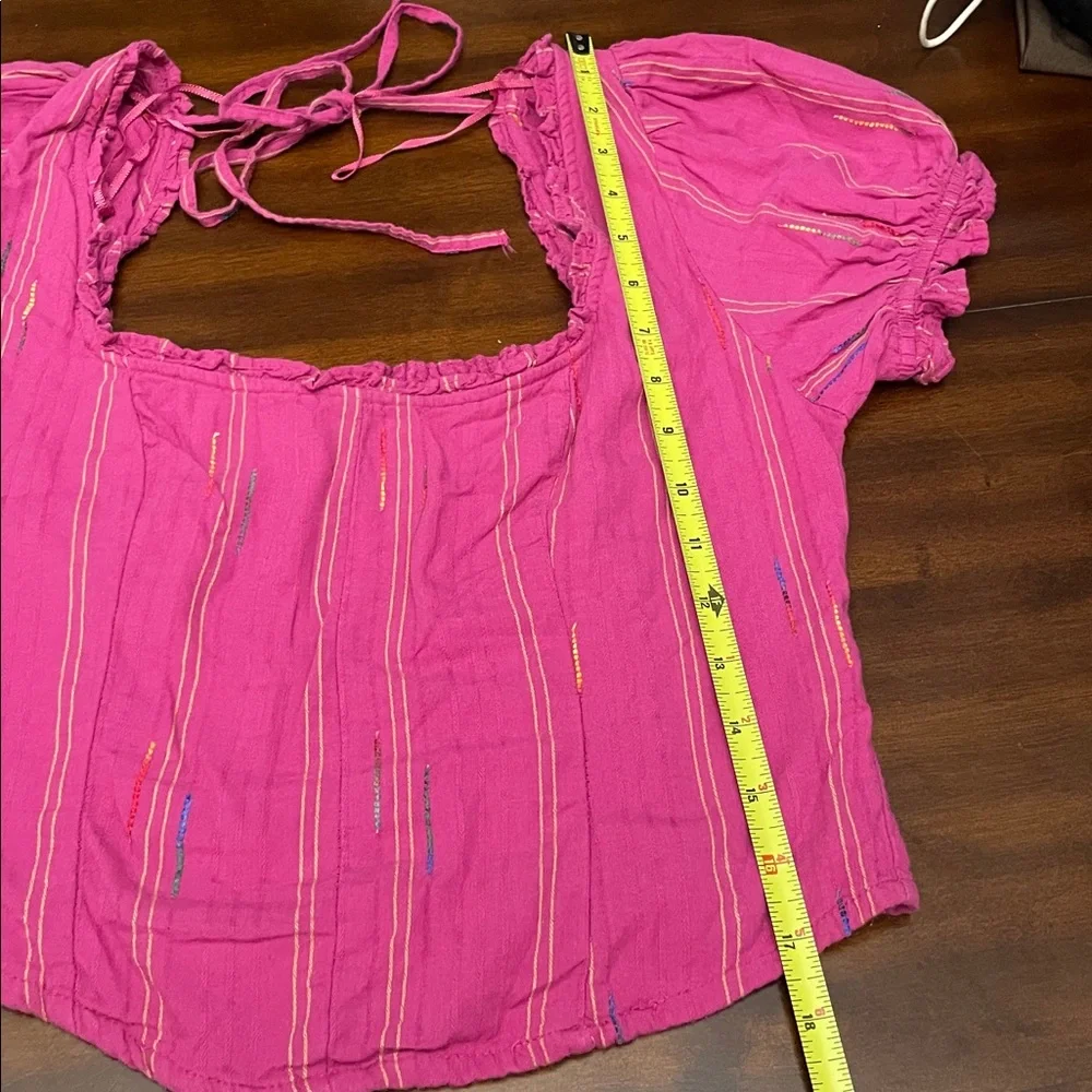 Free People Serotonin Corset Smocked Puff Sleeve Pink